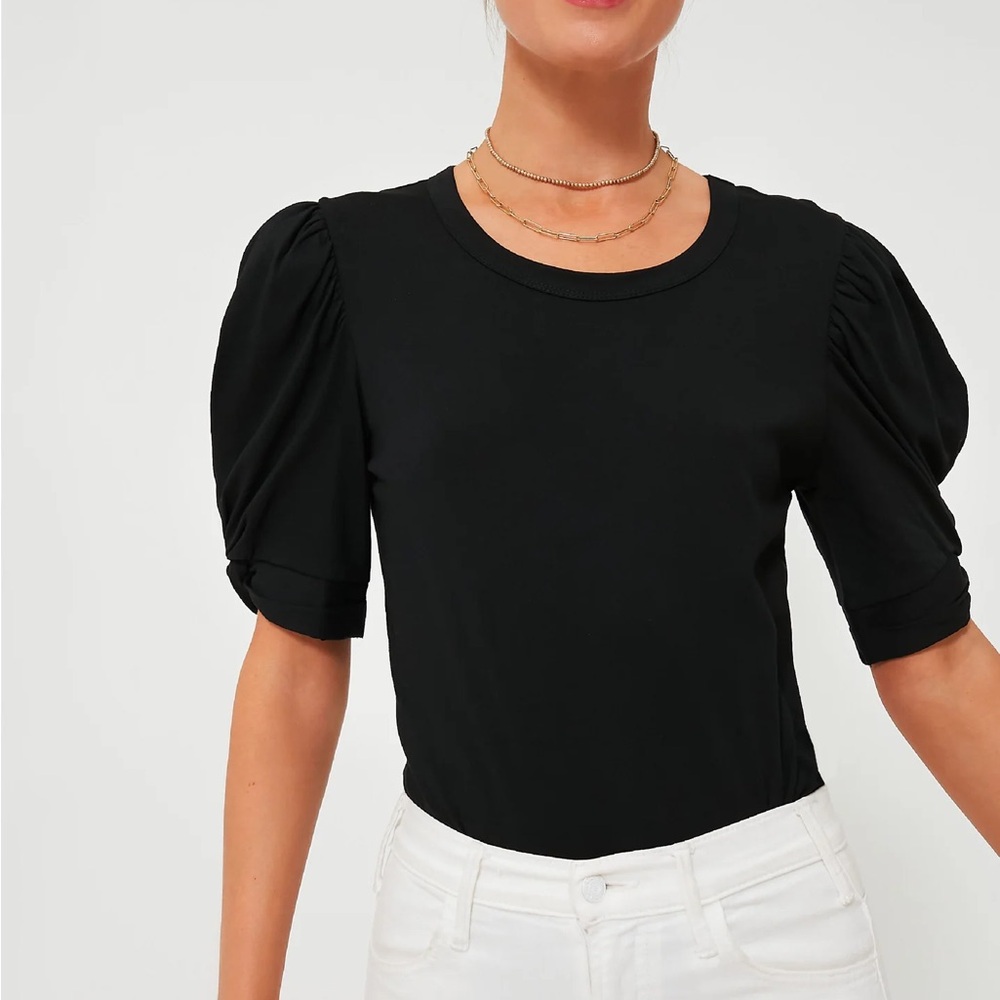 Tuckernuck Pomander Place Black Vesty Puff Short Sleeve Crewneck
